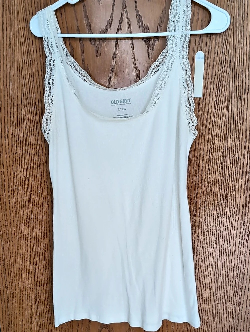 Old Navy 90s Ribbed Lace-Trim Tank Top White XS